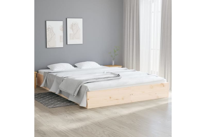beBasic sengeramme 200x200 cm massivt træ - Brun - Møbler - Senge - Sengeramme & sengestel
