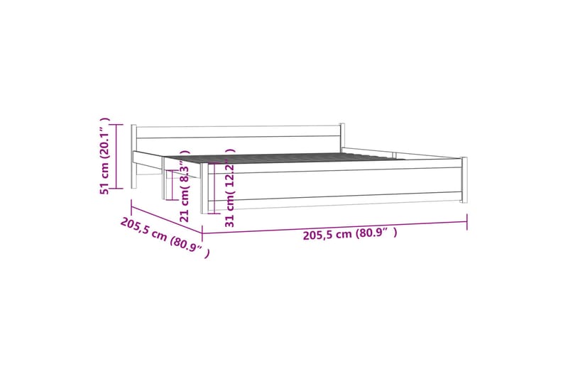 beBasic sengeramme 200x200 cm massivt træ - Brun - Møbler - Senge - Sengeramme & sengestel