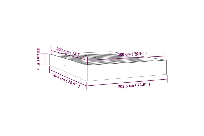 beBasic sengeramme 200x200 cm massivt træ - Brun - Sengeramme & sengestel