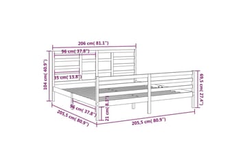 beBasic sengeramme 200x200 cm massivt træ - Brun - Møbler - Senge - Sengeramme & sengestel
