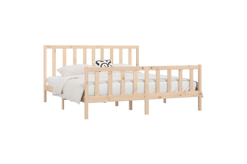 beBasic sengeramme 200x200 cm massivt træ - Brun - Møbler - Senge - Sengeramme & sengestel