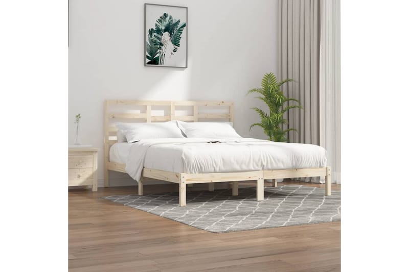 beBasic sengeramme 200x200 cm massivt træ - Brun - Møbler - Senge - Sengeramme & sengestel