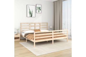 beBasic sengeramme 200x200 cm massivt træ - Brun - Møbler - Senge - Sengeramme & sengestel