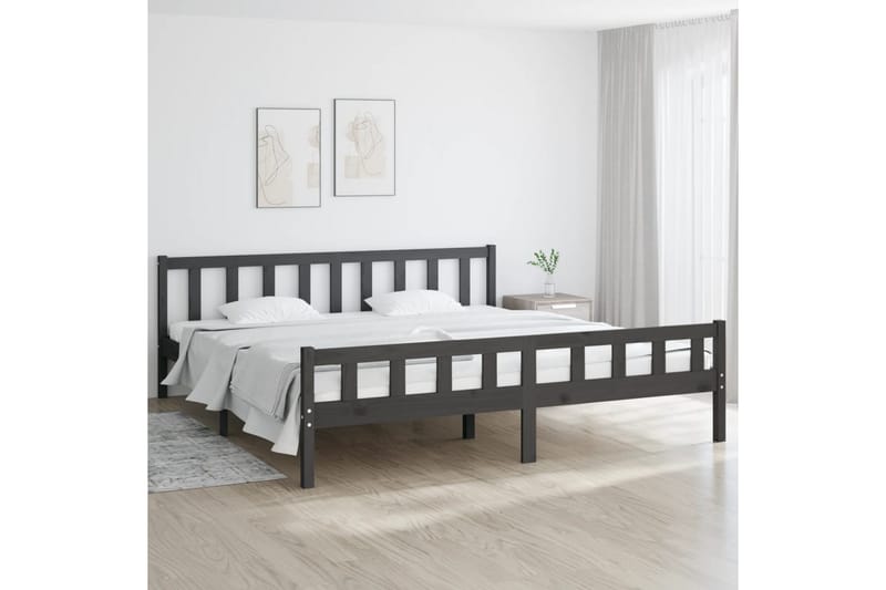 beBasic sengeramme 200x200 cm massivt træ grå - GrÃ¥ - Møbler - Senge - Sengeramme & sengestel