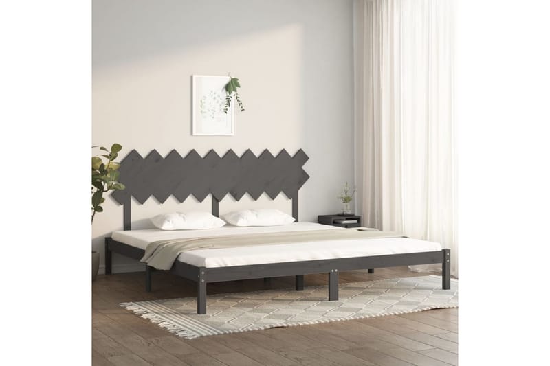 beBasic sengeramme 200x200 cm massivt træ grå - GrÃ¥ - Møbler - Senge - Sengeramme & sengestel