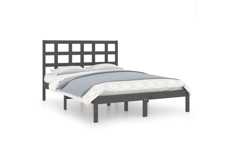 beBasic sengeramme 200x200 cm massivt træ grå - GrÃ¥ - Møbler - Senge - Sengeramme & sengestel