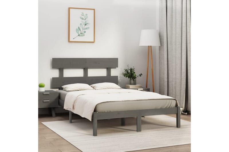 beBasic sengeramme 200x200 cm massivt træ grå - GrÃ¥ - Møbler - Senge - Sengeramme & sengestel
