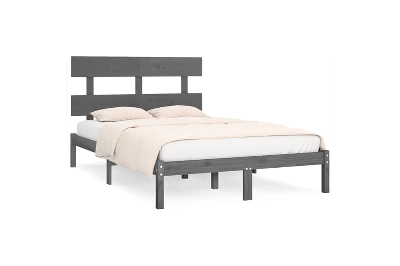 beBasic sengeramme 200x200 cm massivt træ grå - GrÃ¥ - Møbler - Senge - Sengeramme & sengestel