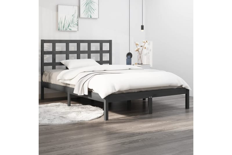 beBasic sengeramme 200x200 cm massivt træ grå - GrÃ¥ - Møbler - Senge - Sengeramme & sengestel