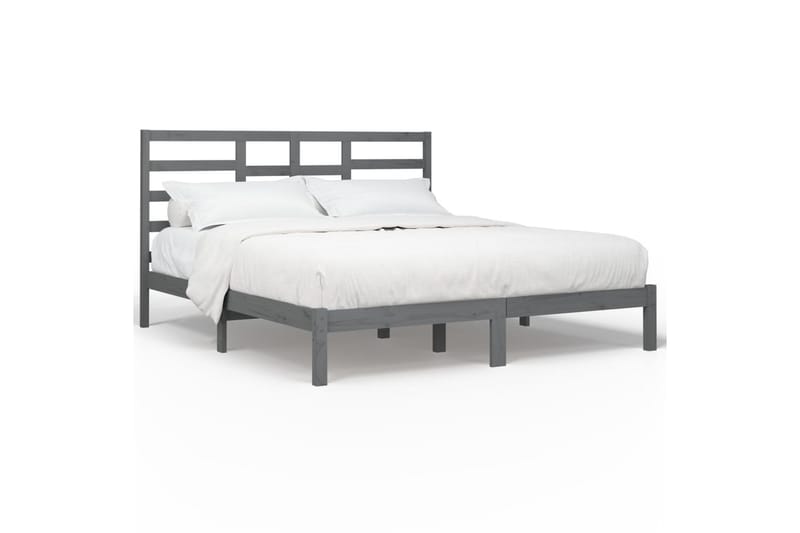 beBasic sengeramme 200x200 cm massivt træ grå - GrÃ¥ - Møbler - Senge - Sengeramme & sengestel