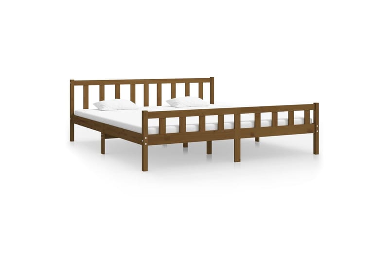 beBasic sengeramme 200x200 cm massivt træ gyldenbrun - Brun - Møbler - Senge - Sengeramme & sengestel