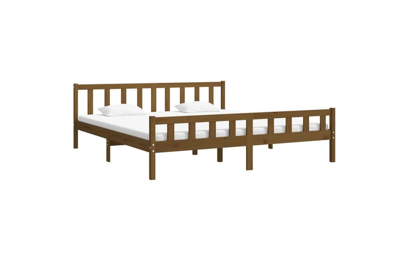 beBasic sengeramme 200x200 cm massivt træ gyldenbrun - Brun - Møbler - Senge - Sengeramme & sengestel