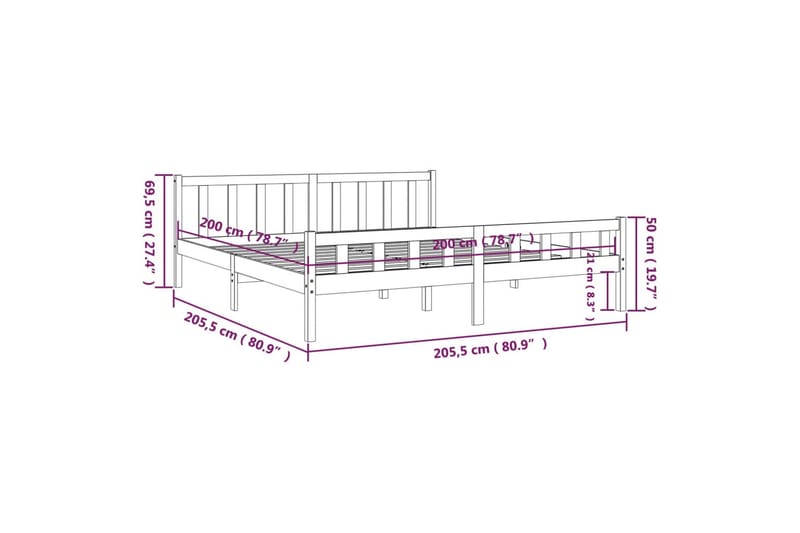 beBasic sengeramme 200x200 cm massivt træ gyldenbrun - Brun - Møbler - Senge - Sengeramme & sengestel