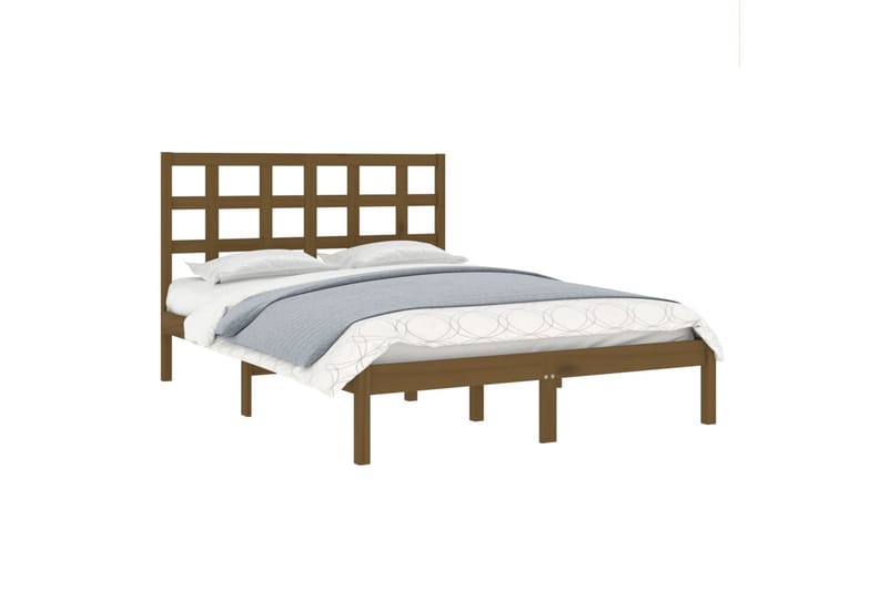 beBasic sengeramme 200x200 cm massivt træ gyldenbrun - Brun - Møbler - Senge - Sengeramme & sengestel