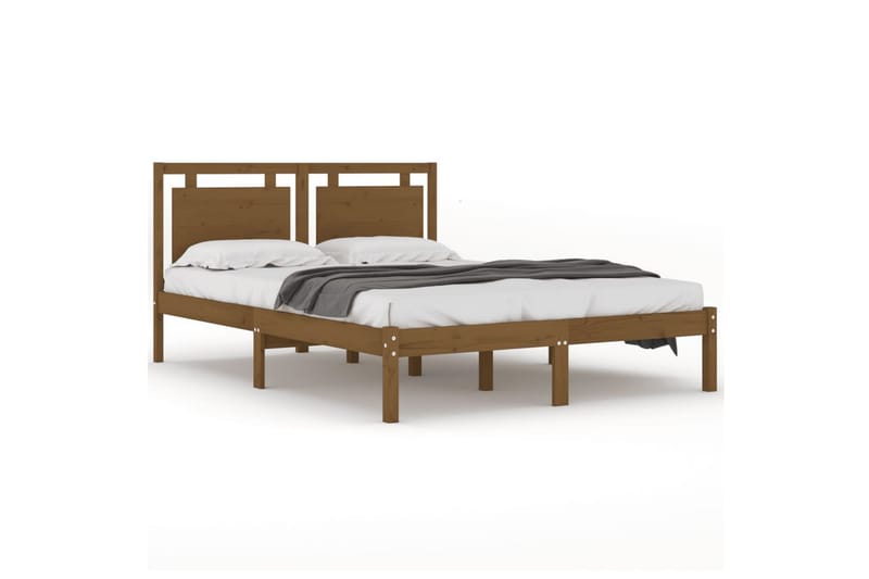 beBasic sengeramme 200x200 cm massivt træ gyldenbrun - Brun - Møbler - Senge - Sengeramme & sengestel