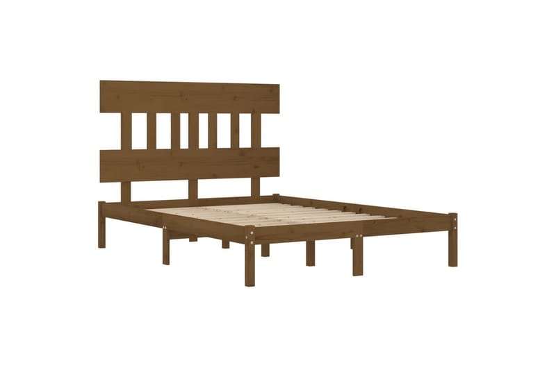 beBasic sengeramme 200x200 cm massivt træ gyldenbrun - Brun - Møbler - Senge - Sengeramme & sengestel