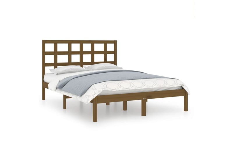 beBasic sengeramme 200x200 cm massivt træ gyldenbrun - Brun - Møbler - Senge - Sengeramme & sengestel