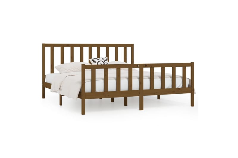 beBasic sengeramme 200x200 cm massivt træ gyldenbrun - Brun - Møbler - Senge - Sengeramme & sengestel