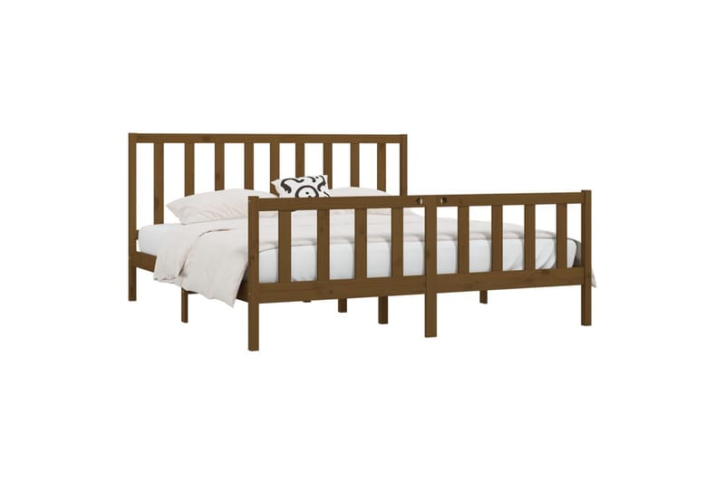 beBasic sengeramme 200x200 cm massivt træ gyldenbrun - Brun - Møbler - Senge - Sengeramme & sengestel