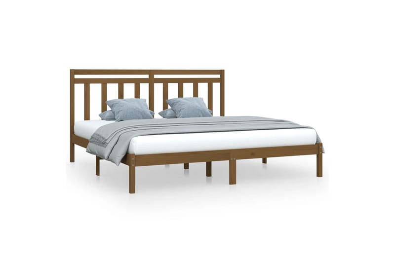 beBasic sengeramme 200x200 cm massivt træ gyldenbrun - Brun - Møbler - Senge - Sengeramme & sengestel