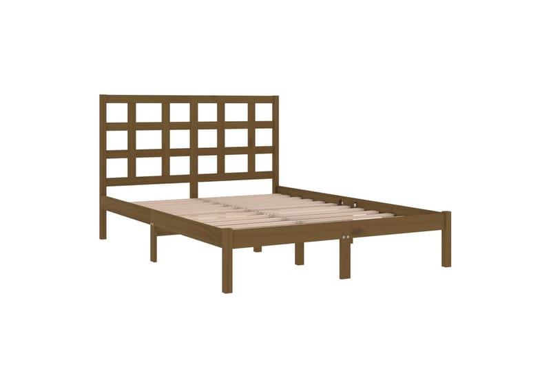 beBasic sengeramme 200x200 cm massivt træ gyldenbrun - Brun - Møbler - Senge - Sengeramme & sengestel