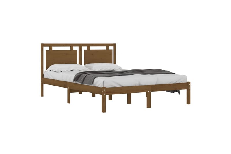 beBasic sengeramme 200x200 cm massivt træ gyldenbrun - Brun - Møbler - Senge - Sengeramme & sengestel