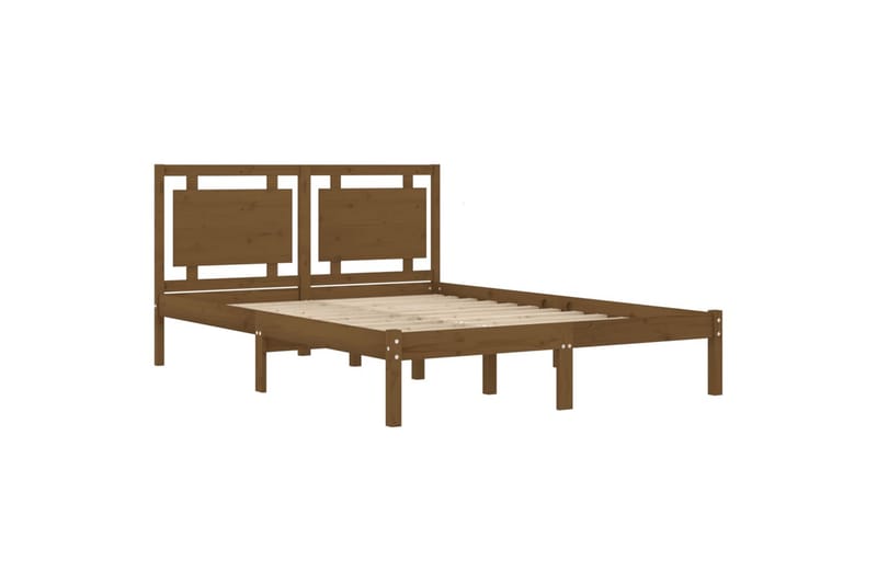 beBasic sengeramme 200x200 cm massivt træ gyldenbrun - Brun - Møbler - Senge - Sengeramme & sengestel