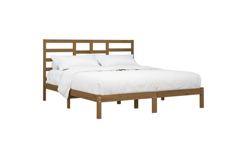 beBasic sengeramme 200x200 cm massivt træ gyldenbrun - Brun - Møbler - Senge - Sengeramme & sengestel