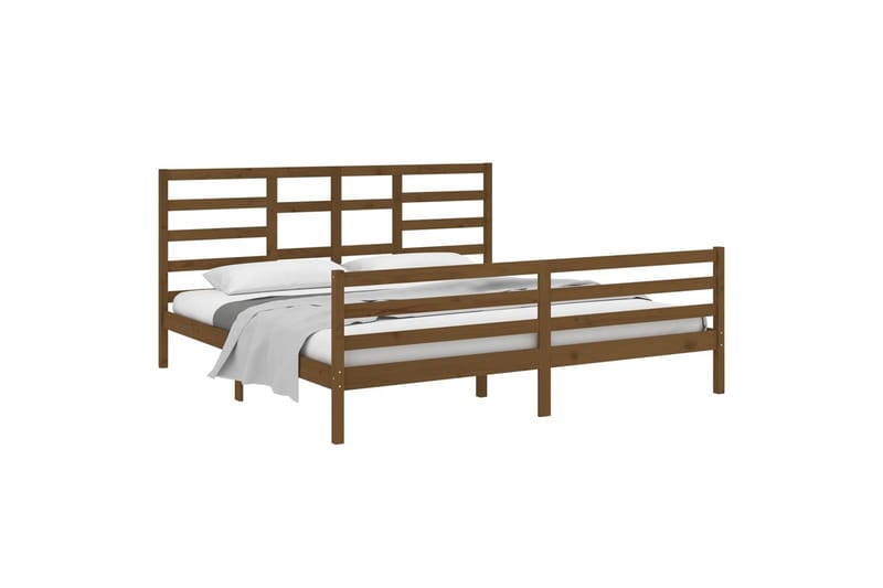 beBasic sengeramme 200x200 cm massivt træ gyldenbrun - Brun - Møbler - Senge - Sengeramme & sengestel
