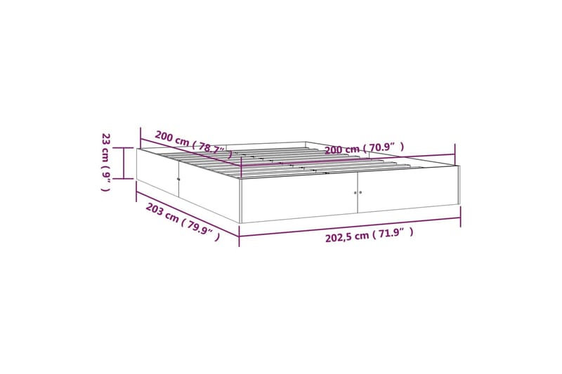 beBasic sengeramme 200x200 cm massivt træ hvid - Hvid - Sengeramme & sengestel