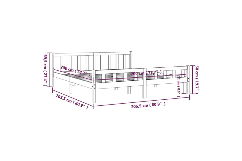 beBasic sengeramme 200x200 cm massivt træ sort - Sort - Sengeramme & sengestel