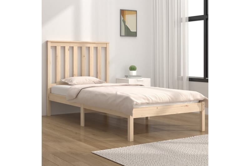 beBasic sengeramme 75x190 cm Small Single massivt fyrretræ - Brun - Møbler - Senge - Sengeramme & sengestel