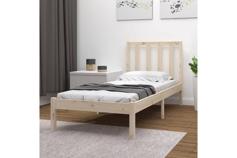 beBasic sengeramme 75x190 cm Small Single massivt fyrretræ - Brun - Sengeramme & sengestel