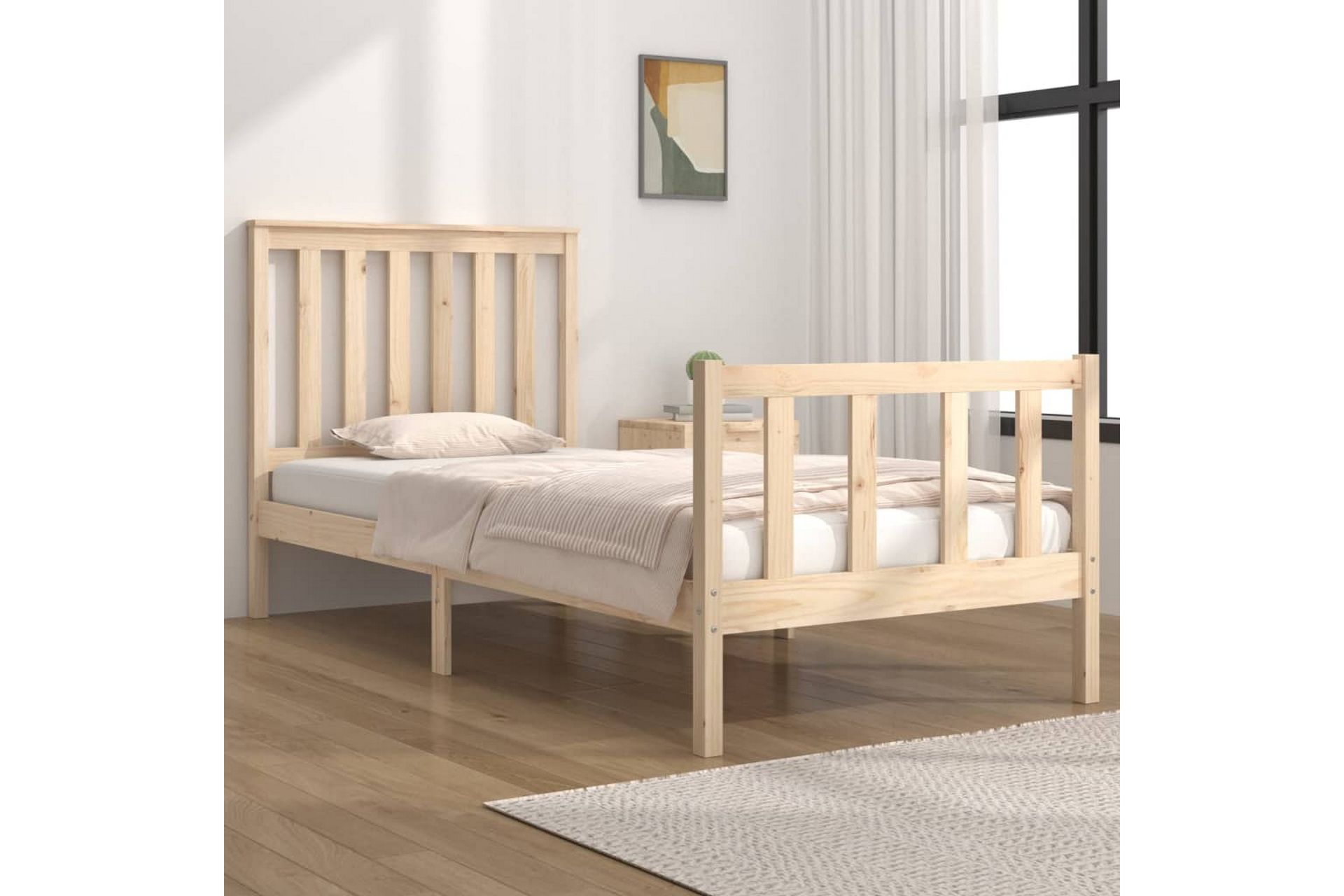 beBasic sengeramme 75x190 cm Small Single massivt fyrretræ - Brun - Møbler - Senge - Sengeramme & sengestel