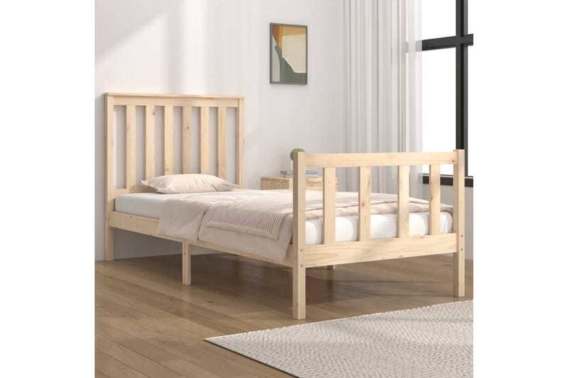 beBasic sengeramme 75x190 cm Small Single massivt fyrretræ - Brun - Møbler - Senge - Sengeramme & sengestel