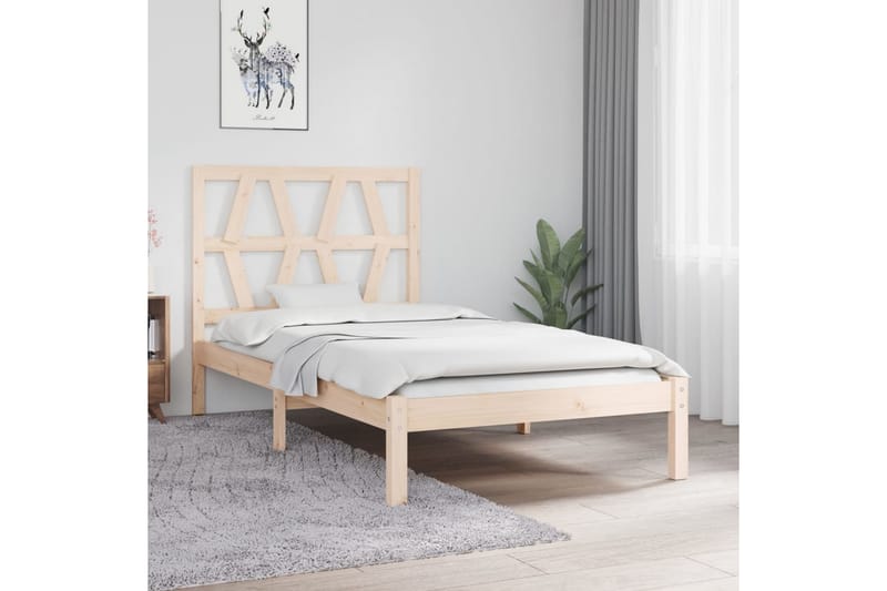 beBasic sengeramme 75x190 cm Small Single massivt fyrretræ - Brun - Sengeramme & sengestel