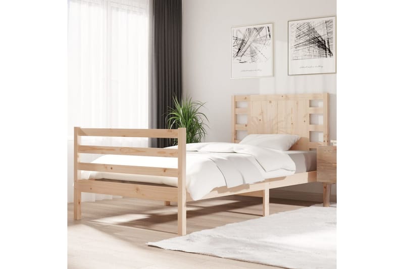 beBasic sengeramme 75x190 cm Small Single massivt fyrretræ - Brun - Sengeramme & sengestel