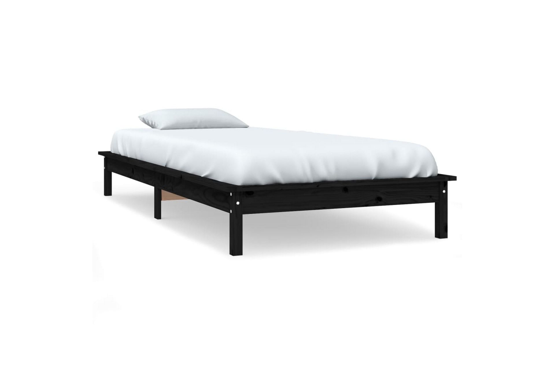 beBasic sengeramme 75x190 cm Small Single massivt fyrretræ sort - Sort - Møbler - Senge - Sengeramme & sengestel