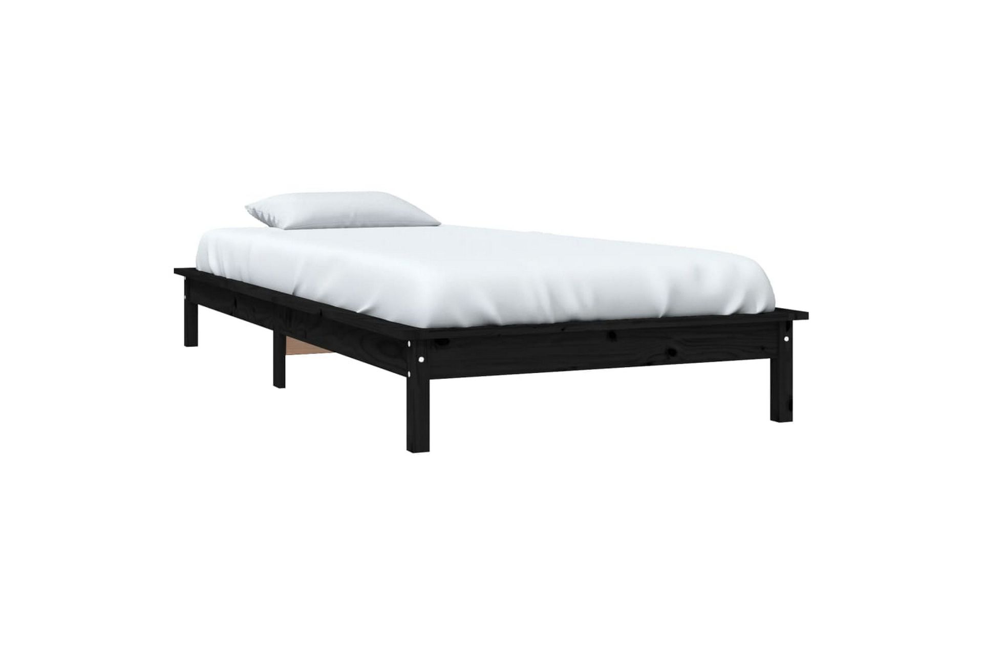 beBasic sengeramme 75x190 cm Small Single massivt fyrretræ sort - Sort - Møbler - Senge - Sengeramme & sengestel