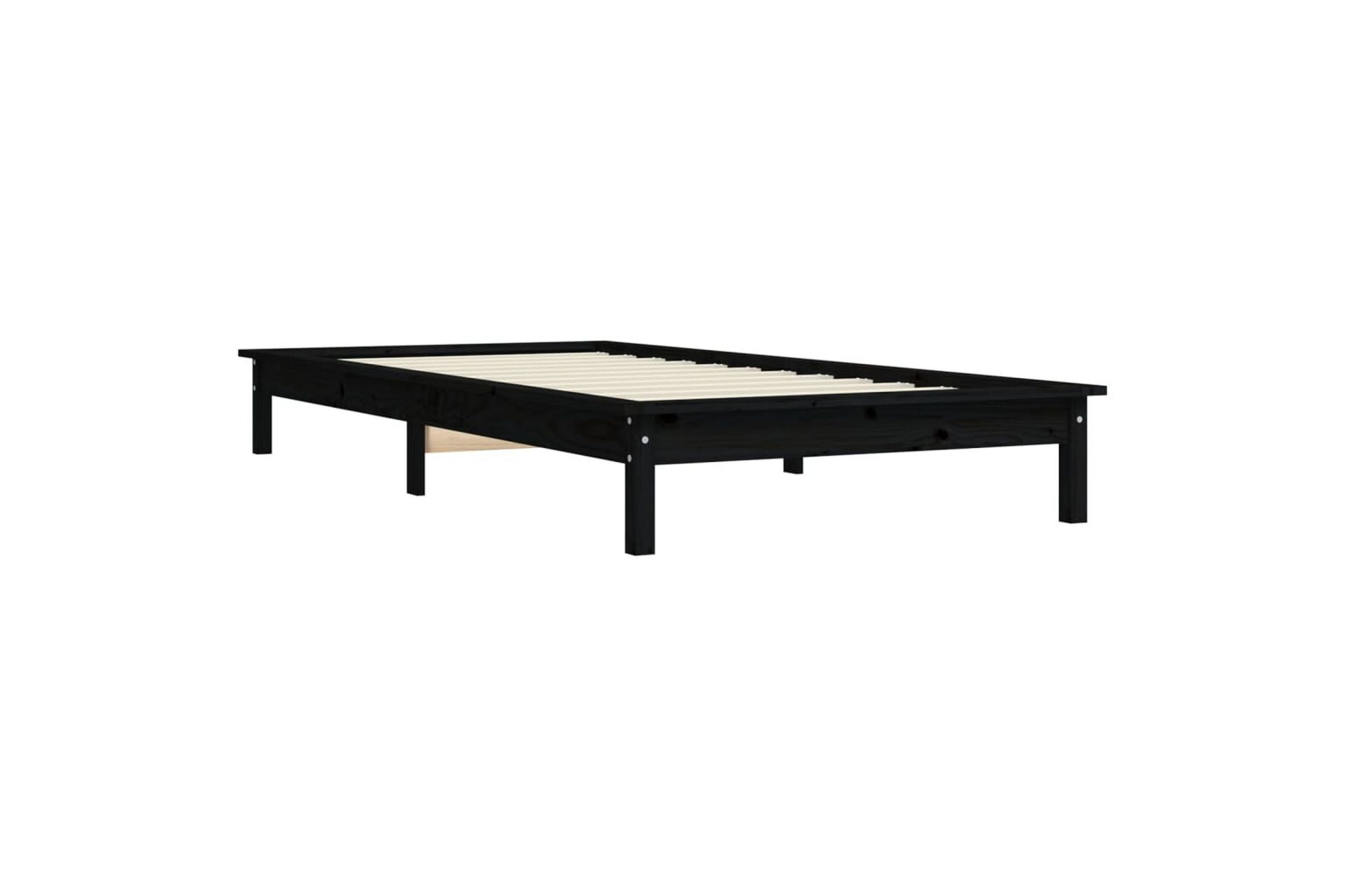 beBasic sengeramme 75x190 cm Small Single massivt fyrretræ sort - Sort - Møbler - Senge - Sengeramme & sengestel