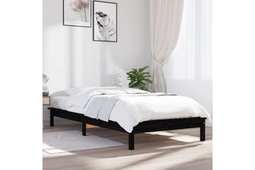 beBasic sengeramme 75x190 cm Small Single massivt fyrretræ sort - Sort - Møbler - Senge - Sengeramme & sengestel