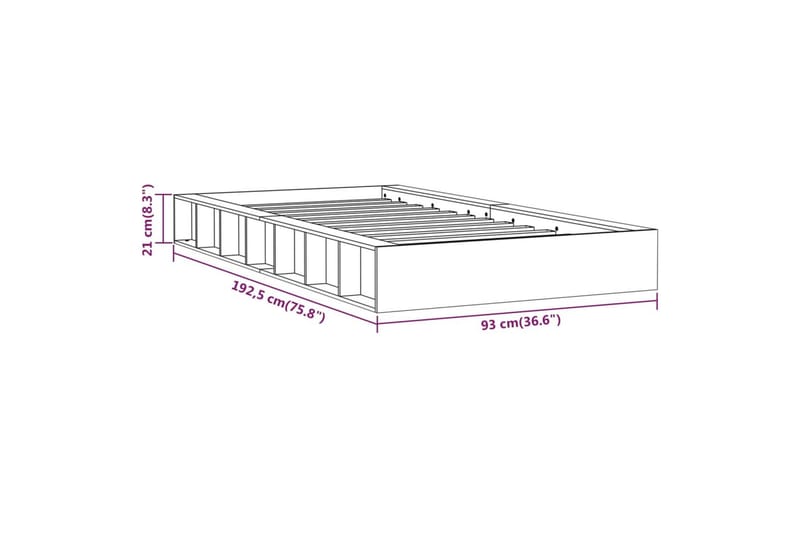 beBasic sengeramme 75x190 cm Small Single massivt træ - Brun - Møbler - Senge - Sengeramme & sengestel