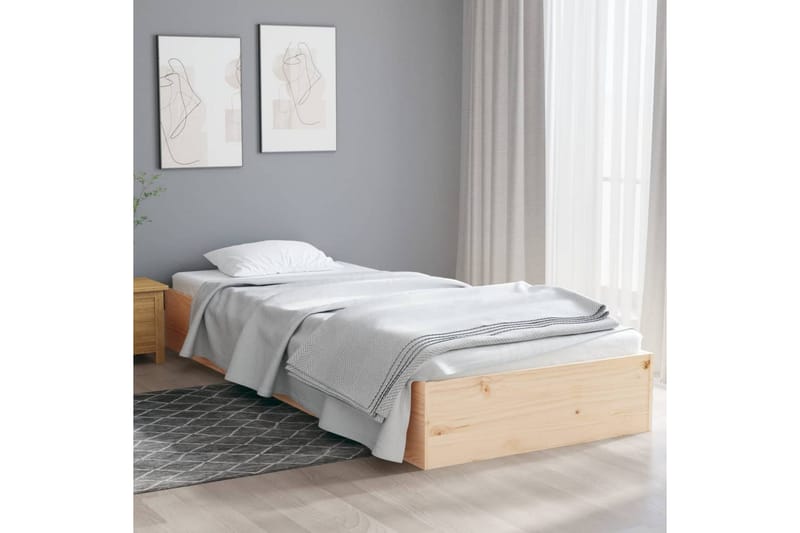 beBasic sengeramme 75x190 cm Small Single massivt træ - Brun - Møbler - Senge - Sengeramme & sengestel