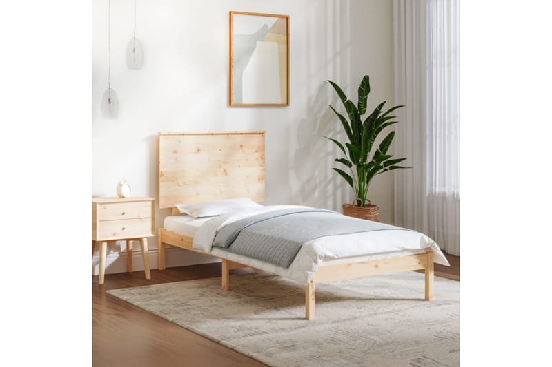 beBasic sengeramme 75x190 cm Small Single massivt træ - Brun - Møbler - Senge - Sengeramme & sengestel