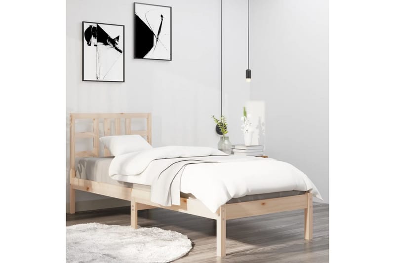 beBasic sengeramme 75x190 cm Small Single massivt træ - Brun - Møbler - Senge - Sengeramme & sengestel