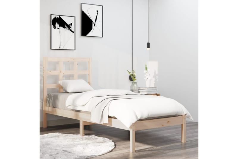 beBasic sengeramme 75x190 cm Small Single massivt træ - Brun - Møbler - Senge - Sengeramme & sengestel