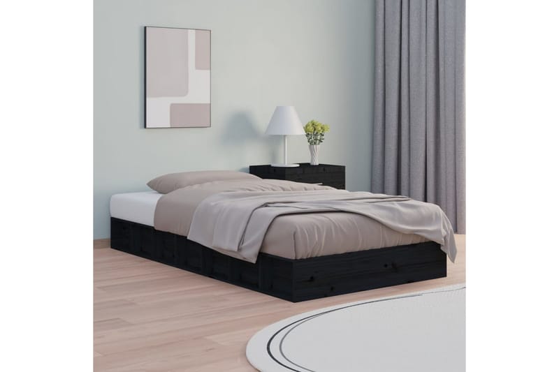 beBasic sengeramme 75x190 cm Small Single massivt træ sort - Sort - Møbler - Senge - Sengeramme & sengestel