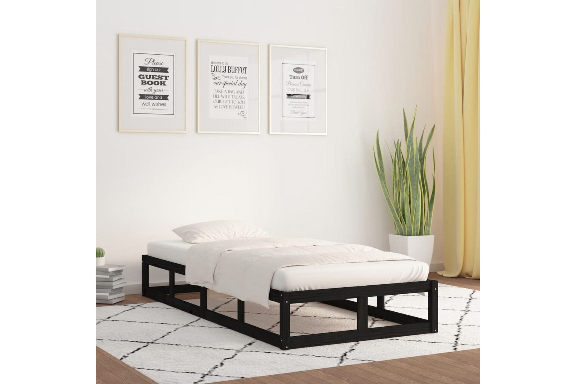 beBasic sengeramme 75x190 cm Small Single massivt træ sort - Sort - Møbler - Senge - Sengeramme & sengestel