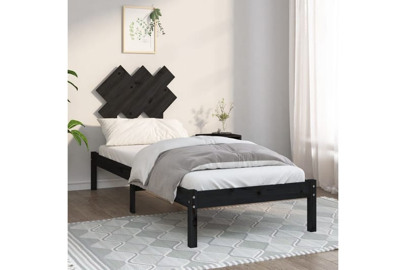 beBasic sengeramme 75x190 cm Small Single massivt træ sort - Sort - Møbler - Senge - Sengeramme & sengestel