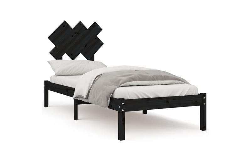 beBasic sengeramme 75x190 cm Small Single massivt træ sort - Sort - Møbler - Senge - Sengeramme & sengestel